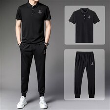 2023新款潮流短袖T恤男士圆领上衣裤子两件套中青年男士休闲套装，男装休闲套装，电商B212（原钱塘6029）
