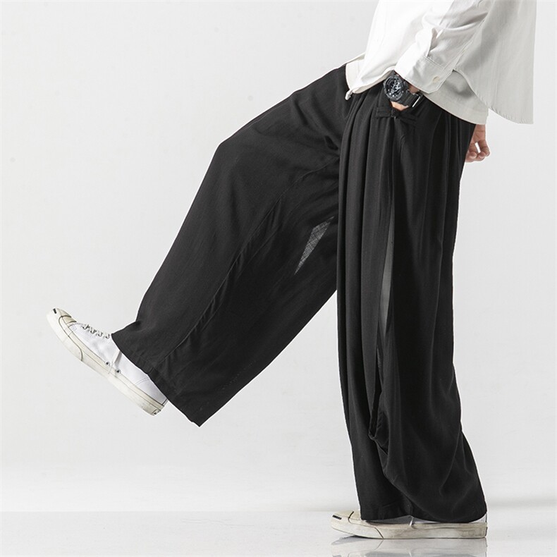 夏 大码风棉麻裤宽松休闲长裤双层汉服薄款飘逸垂感 K77/P100图片