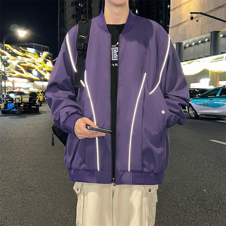 外套男女款放光条复古棒球服秋季情侣潮牌飞行夹克JK0238-P73,男装夹克,星座308B-2