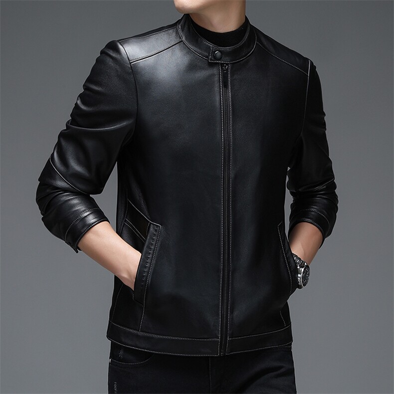 WL-M8268男式2023秋季新款立领头层绵羊皮皮衣男P480，男装皮衣，电商B360