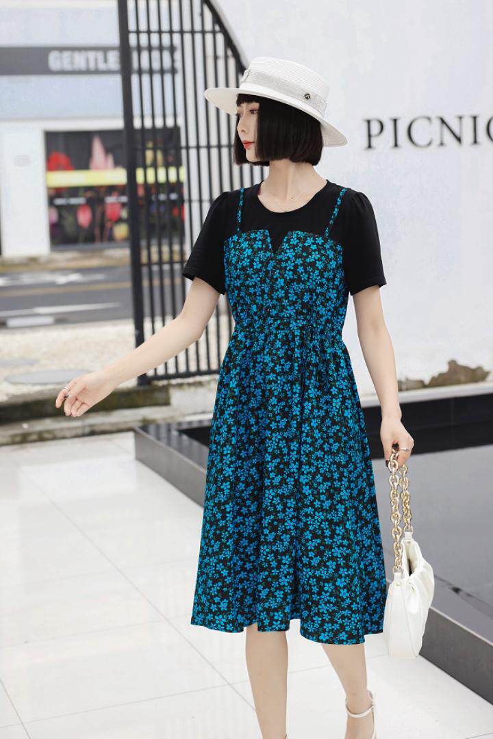 ［现货］假两件碎花连衣裙，补单款，你值得拥有！，女装连衣裙，友一有二