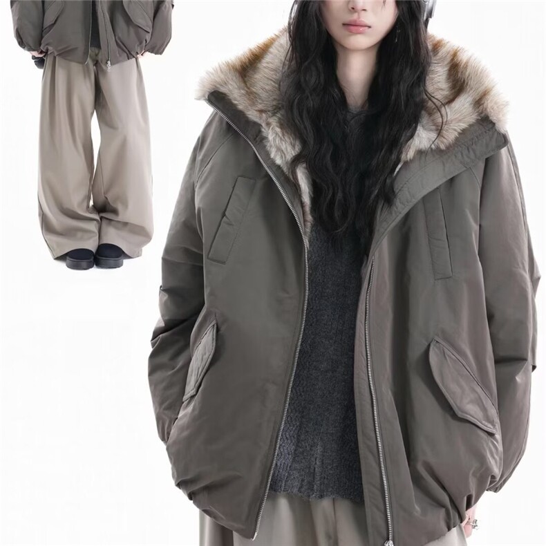 加绒加厚冬款男女高领毛领立领保暖棉袄面包服外套MY269 P86图片