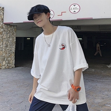 男士in复古原宿风情侣短袖t恤潮流五分半袖上衣打底衫DT，男装T恤，电商A102