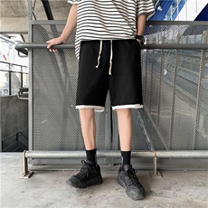 运动短裤男宽松夏季休闲过膝盖大裤衩港风五分裤ku中裤L，男装休闲裤，星座1008
