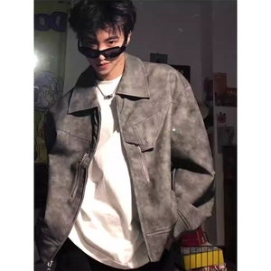 美式复古短款皮衣外套高级感雾面痞帅夹克JK711特P68