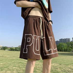XZ213-DK98-P35控48 港风大码美式空心数字印花系带运动休闲短裤图片