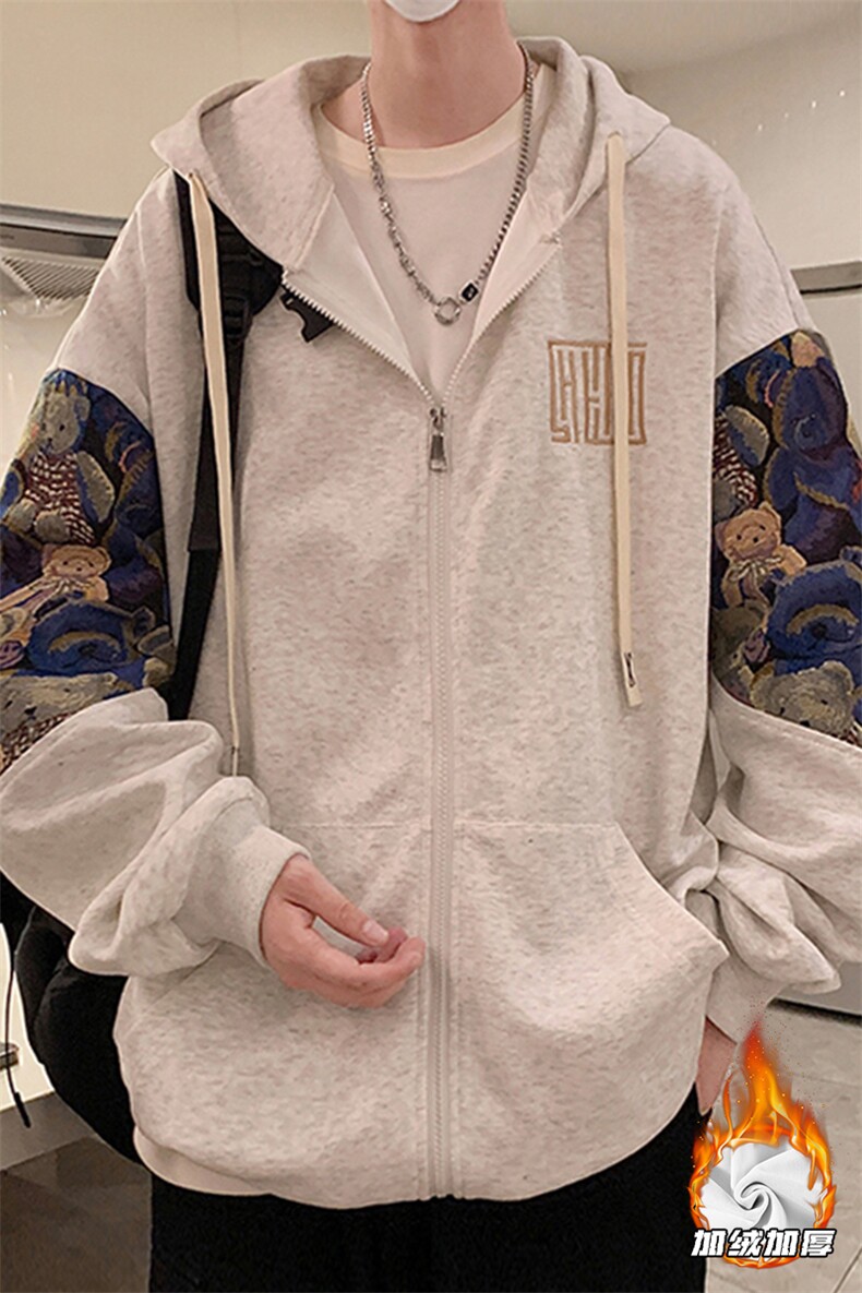 2023HW23676加绒外景大码刺绣拼接连帽卫衣M-5XHW23833-P75,男装卫衣,电商A022