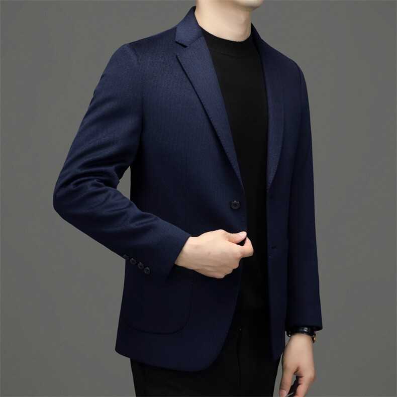 高端中年山羊绒西服男薄款羊毛双面呢西服外套新款秋季中老年西装,男装毛呢大衣,钱塘723