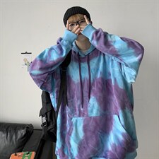 秋冬港风扎染连帽卫衣外套套头中性风ins潮学生宽松休闲 H205/P65图片
