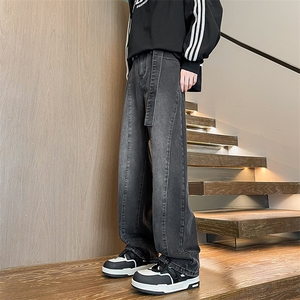 8XL-M牛仔裤秋季加肥加大码痞帅美式高街宽松直筒长裤NZ9007/P65图片