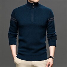 新款2023春秋季男装针织衫上衣中年时尚潮流纯色高领长袖毛衣，男装针织衫/毛衣，电商B212（原钱塘6029）
