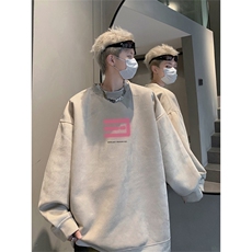 抖音得物高品质美式高街麂皮绒宽松圆领卫衣wyjp7532-特p35控69，男装卫衣，星座605(原A050)