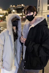情侣装冬装24棉服座山雕男女装冬季痞帅毛领连帽棉衣外套S366P148图片