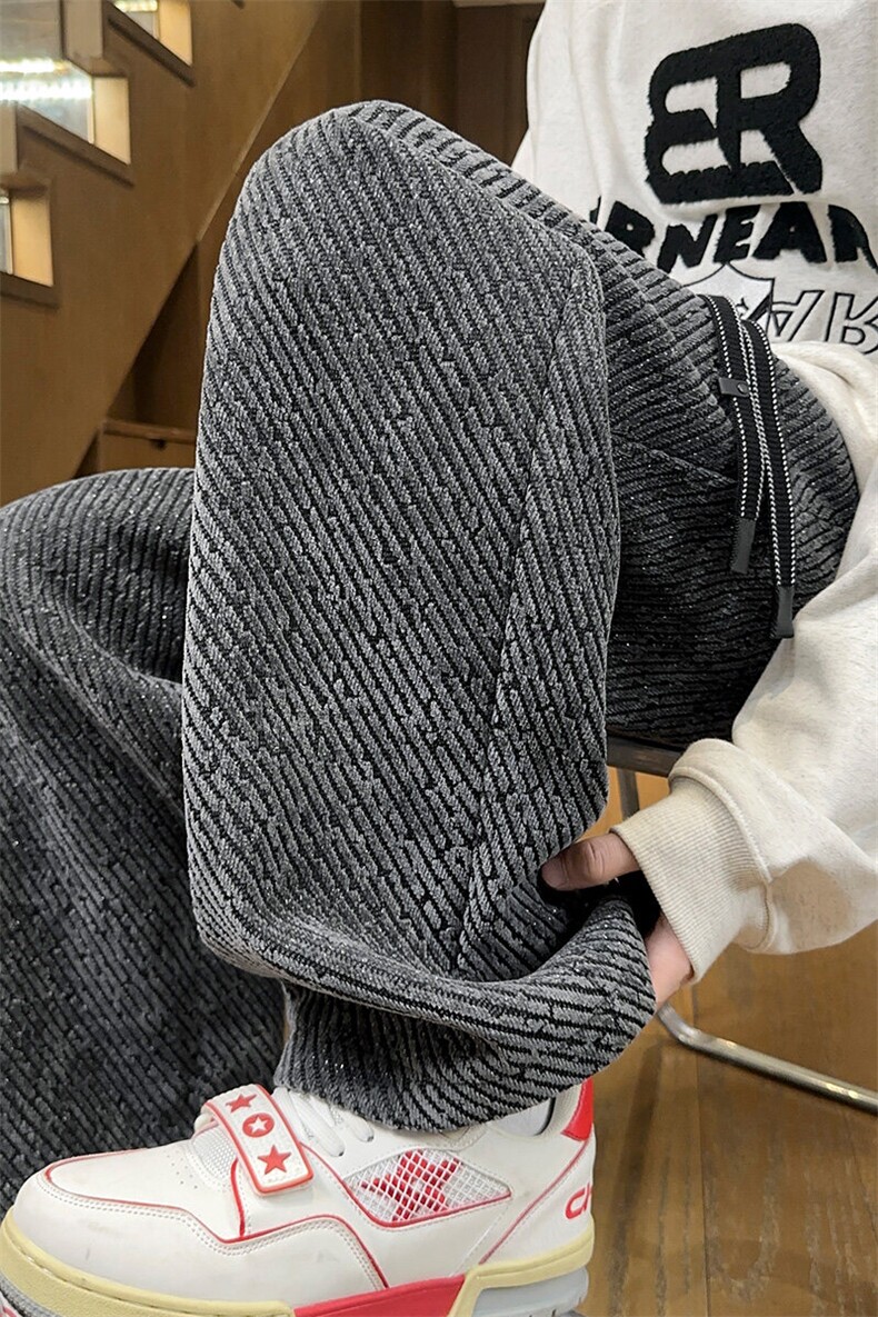 特批P35无差价秋季雪尼尔小香风粗花男大码斜纹针织休闲裤K5691,男装休闲裤,电商A001