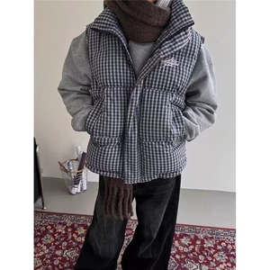 网图 氛围感格纹棉服马甲 棉衣背心外套 W1778/特P58图片
