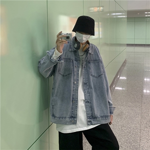 牛仔夹克男春秋新款港风宽松痞帅炸街外套韩版翻领上衣WJ115-P65图片