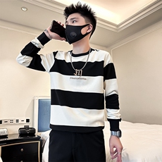 高级感男痞帅圆领条纹卫衣外套社会小伙店主风301C-WY43-P58控78，女装短外套，星座301C（原B323）