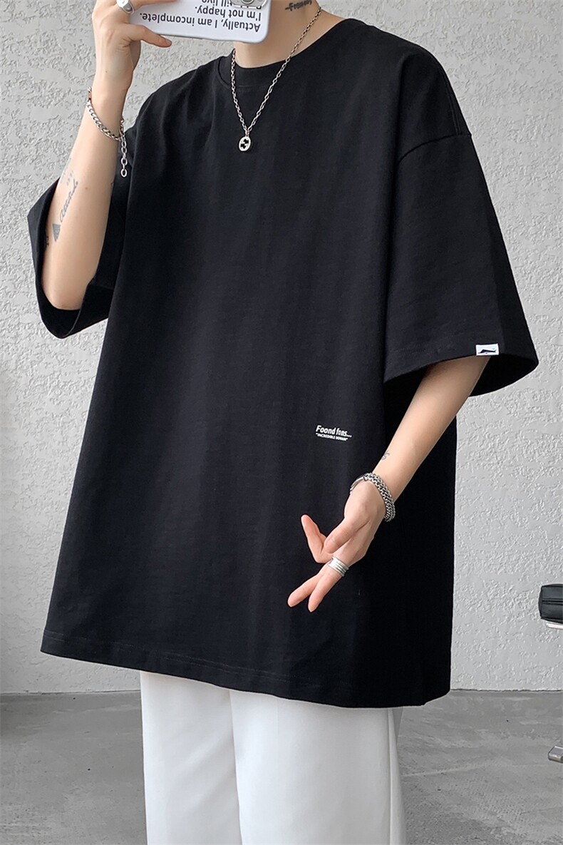 8XL-M特大码短袖重磅T恤男美式复古竹节棉五分袖上衣DX326P45,男装T恤,电商D206-1