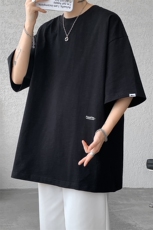 8XL-M特大码短袖重磅T恤男美式复古竹节棉五分袖上衣DX326P45，男装T恤，电商D206-1