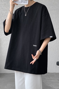 8XL-M 特大码短袖重磅T恤男美式复古竹节棉五分袖上衣DX326P45图片