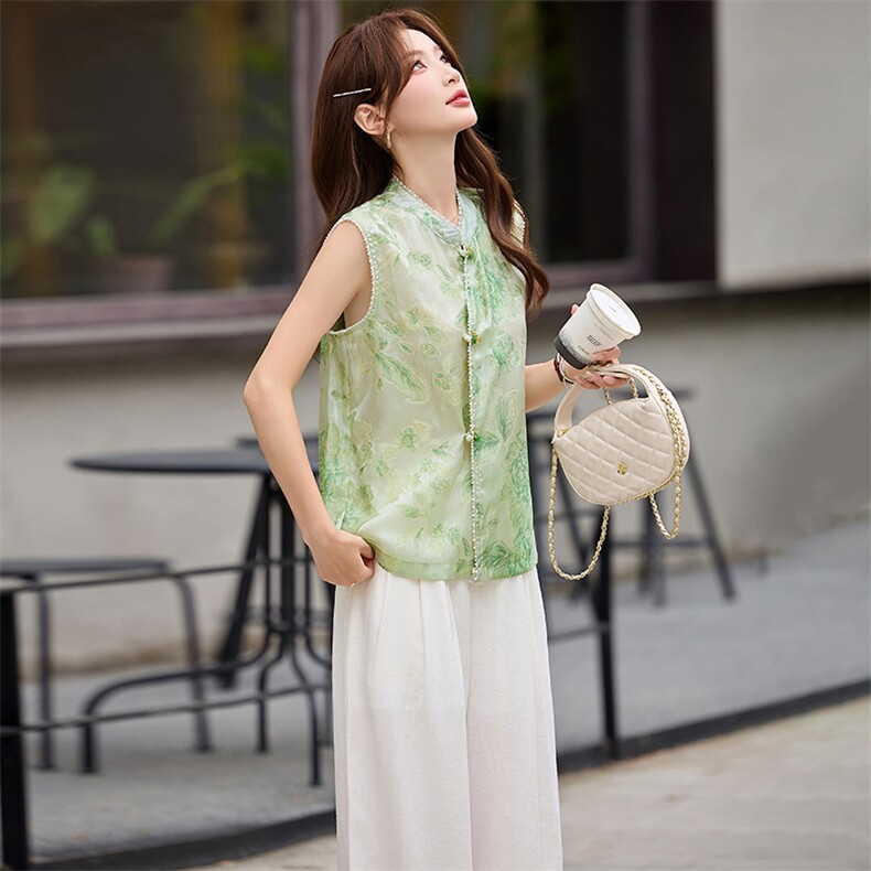 2026年女夏季新款新中式阔腿裤高级感显瘦两件套，女装套装/套裙，婷轩阁