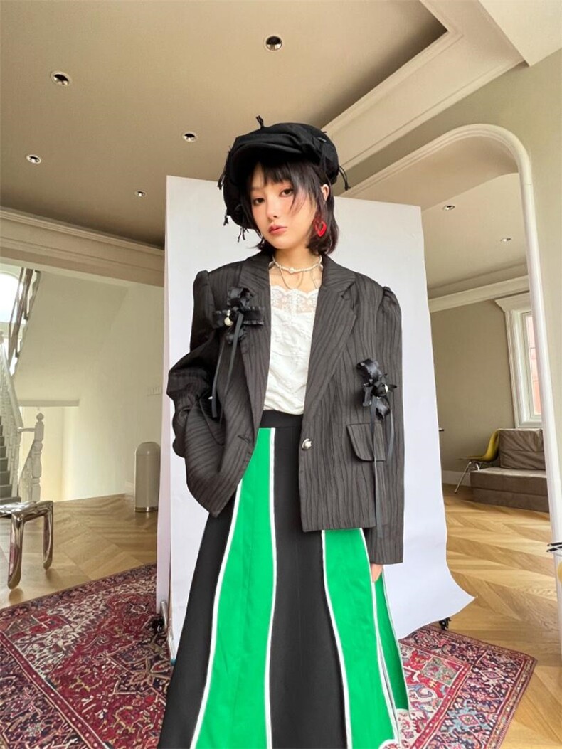 肌里感小终黑色西装外套，女装西装，WAN QING万青