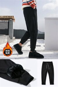 休闲裤男2021新款潮流加绒青少年运动小脚束口长裤冬款DS287TP65图片