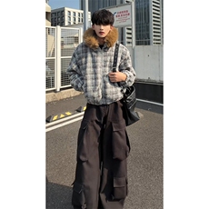 撞色法式时髦街头棉衣秋冬潮搭舒适松弛感复古上衣外套HY888P100，男装棉衣，电商A102B
