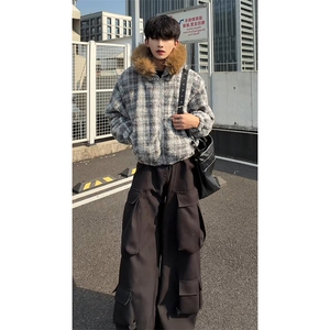 撞色法式时髦街头棉衣秋冬潮搭舒适松弛感复古上衣外套HY888P100图片