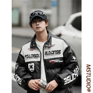 M6615-P128168冬季机车棉服潮流反光条宽松皮衣休闲超帅皮衣图片
