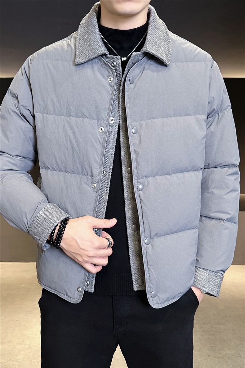 90新标假两件白鸭绒加厚保暖简约休闲羽绒服外套75511-P290,男装羽绒服,电商A413