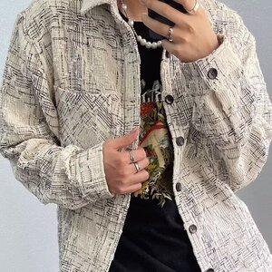 小香风格子翻领外套男女秋季休闲百搭高级感粗纺夹克上衣JKC400图片