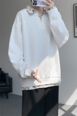 秋冬男士韩系老钱风假两件卫衣宽松拼接休闲上衣外套特P50，女装短外套，电商B319