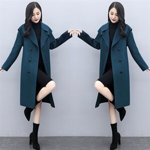 毛呢外套女中长款2021秋冬新款女装韩版时尚休闲双排扣呢大衣,女装毛呢外套,慧尚依恋