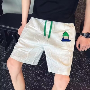 夏季直筒宽松腰宽松型高级感华夫格短裤潮牌五分休闲裤青少年常规图片
