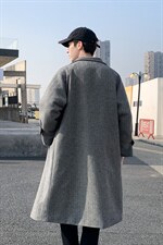 过膝长款呢大衣男人字纹外套FY706P128控158,女装短外套,星座517A-1