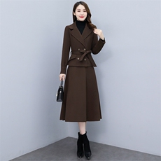 罗得堡2023冬装新款呢料外套套装7023，女装套装/套裙，罗得堡