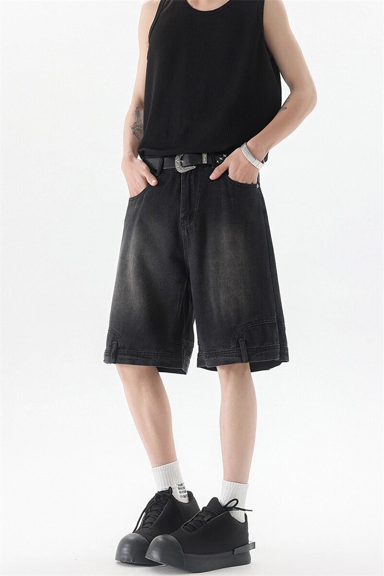 8XL-M特大码牛仔裤短裤男美式倒装五分裤子宽松直筒DK1527P45,男装休闲裤,电商D206-1