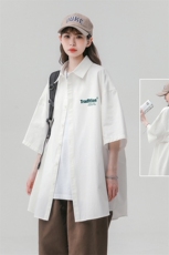 中性风23新款夏季时尚百搭翻领短袖衬衫五分袖外套CS109P35控58，男装T恤，A247A