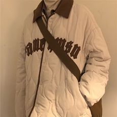 2025学院风冬季新款美式复古菱格字母刺绣棉服外套宽松棒球棉，男装夹克，星座1210-1