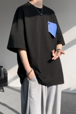 韩式简约短袖T恤设计感T恤美式复古条纹口袋短袖T恤半袖特批30，男装T恤，电商B319