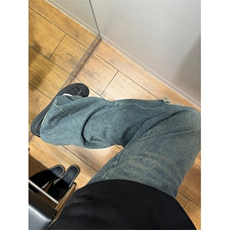 美式潮流宽松嘻哈vibe复古休闲阔腿破洞牛仔裤男新款10011-p53，男装牛仔裤，星座1008
