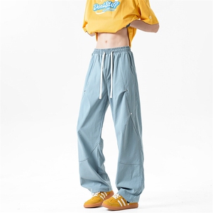 休闲裤男夏季新款港风宽松工装阔腿裤CK8202-P42图片