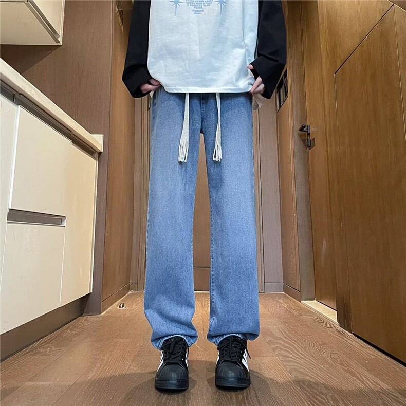 复古黑灰水洗直筒牛仔裤男女款H812P45,男装牛仔裤,星座1116-2