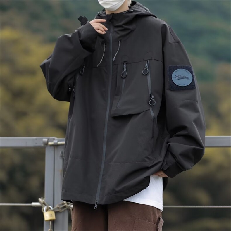 美式机能连帽冲锋衣外套男女春秋新款山系防水运动夹克WT085-P70,男装夹克,星座1008