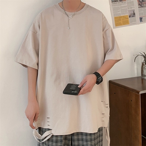 260g-直播高品质-重磅纯棉破洞短袖T恤 质量好退换率低 TX31-P38图片