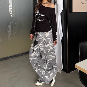 个性街头百搭工装牛仔裤女春秋新款设计感宽松高腰阔腿拖地牛仔裤图片