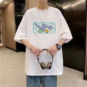 短袖男夏宽松纯棉T恤男百搭港风韩版情侣中性日系潮DT0249 P20图片