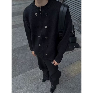 秋冬款男小香风拉链李玲毛衣双排扣装饰针织衫宽松外套M3301 P56图片