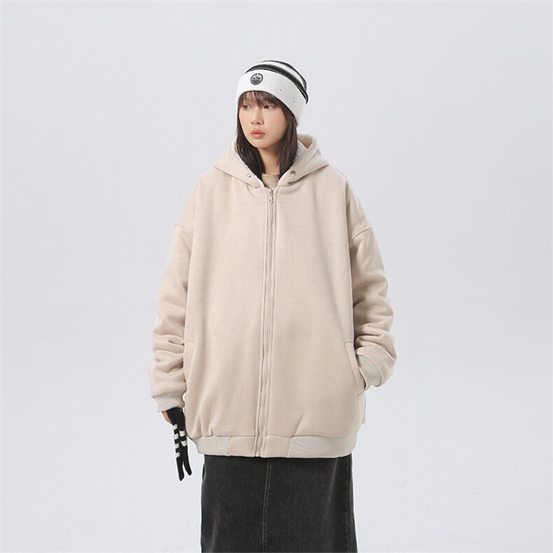 现货抖音得物二开可供视频麂皮绒加绒加厚连帽棉衣外套棉服MJP03，男装棉衣，电商A486